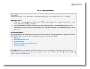 MTSS Intervention Menut